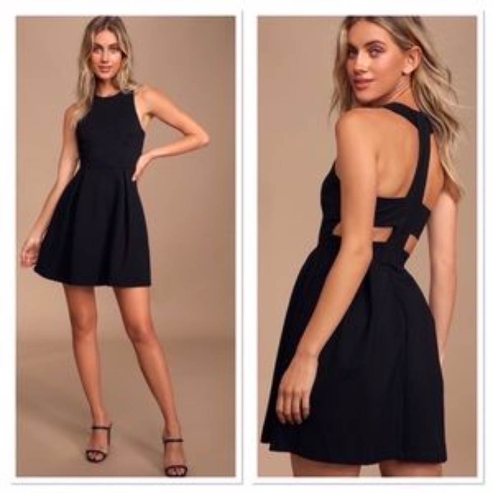HP🎉 Lulu’s Black cutout & about skater dress LBD